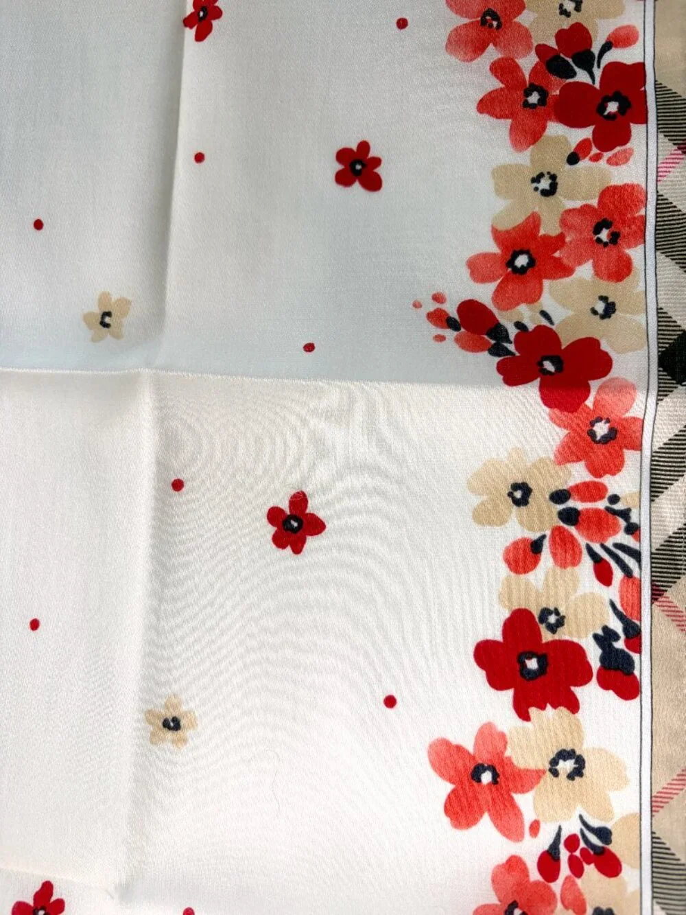 NWT Burberry Floral Check Cotton Scarf 20
